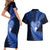 New Zealand Valentine Day Couples Matching Short Sleeve Bodycon Dress and Hawaiian Shirt Aotearoa Warrior Love Story Silver Fern Koru Blue Style LT03 - Polynesian Pride