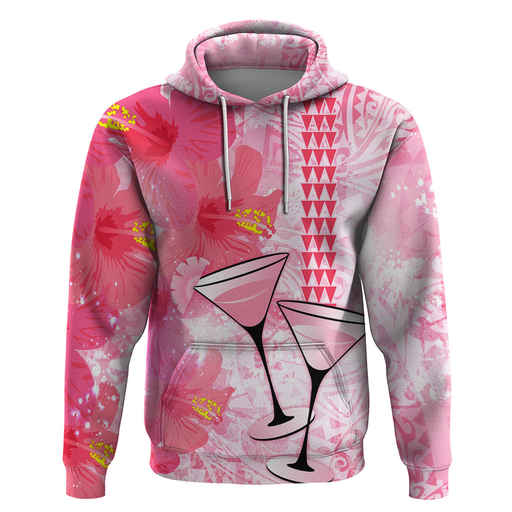 Hawaiian Cocktail Valentine Day Hoodie Hibiscus Kakau Pattern Pink Version LT03 Pullover Hoodie Pink - Polynesian Pride