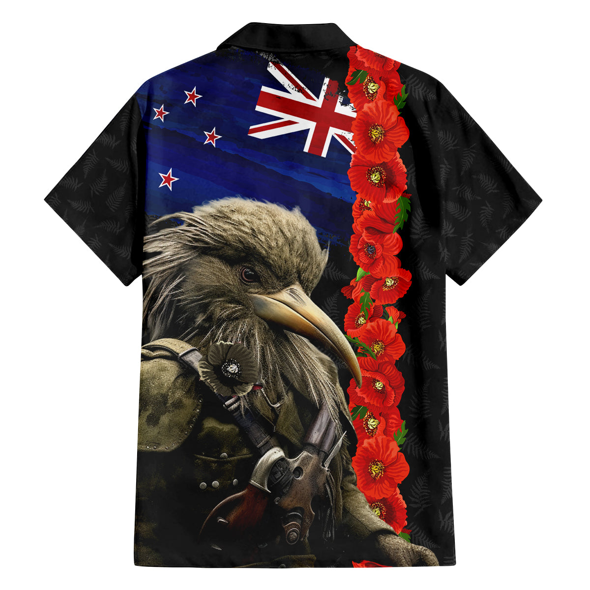 New Zealand Kiwi Soldier ANZAC Family Matching Tank Maxi Dress and Hawaiian Shirt Red Poppy Flower and Silver Fern Pattern LT03 - Polynesian Pride