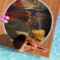 Slouch Hat and Biscuits ANZAC Beach Blanket with Soldier Silver Fern LT03 - Polynesian Pride