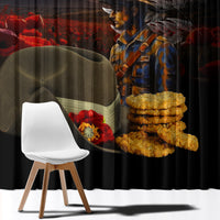Slouch Hat and Biscuits ANZAC Window Curtain with Soldier Silver Fern LT03 - Polynesian Pride
