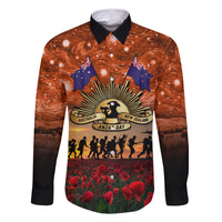 The Rising Sun Badge ANZAC Family Matching Long Sleeve Bodycon Dress and Hawaiian Shirt Last Post Field of Poppy Starry Night Style LT03 Dad's Shirt - Long Sleeve Black - Polynesian Pride