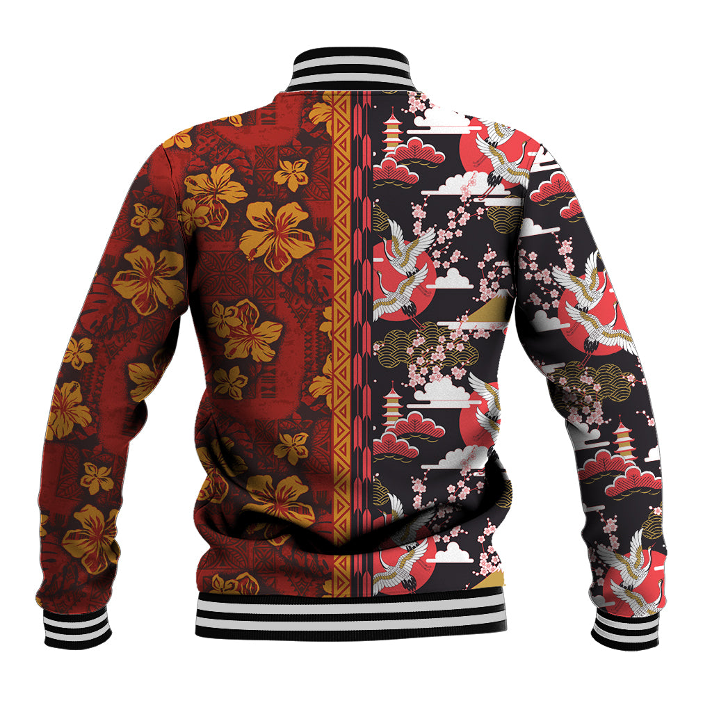 Pan-Pacific Festival Baseball Jacket Hawaiian Tribal and Japanese Pattern Together Culture