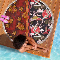 Pan-Pacific Festival Beach Blanket Hawaiian Tribal and Japanese Pattern Together Culture