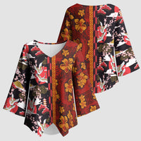 Japanese Culture Hawaii Style Kimono Sleeve Blouse Hawaiian Tribal and Japanese Pattern Together Culture LT03 - Polynesian Pride