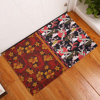 Pan-Pacific Festival Rubber Doormat Hawaiian Tribal and Japanese Pattern Together Culture