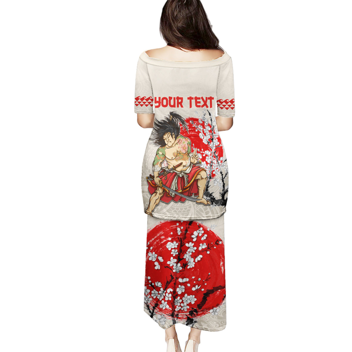 Personalised Pan-Pacific Festival Family Matching Puletasi and Hawaiian Shirt Japanese Samurai with Hawaiian Pattern