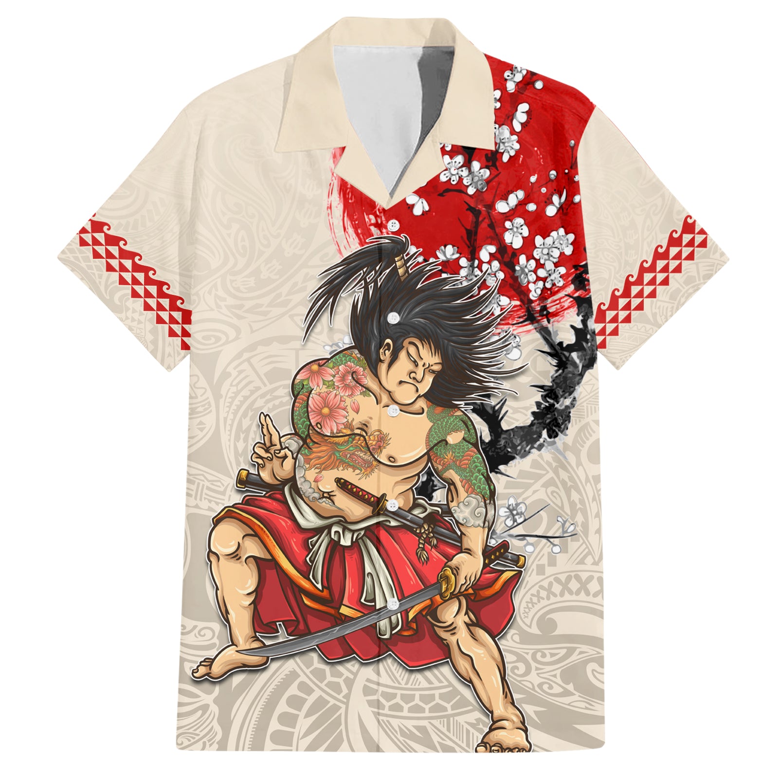 Personalised Pan-Pacific Festival Hawaiian Shirt Japanese Samurai with Hawaiian Pattern