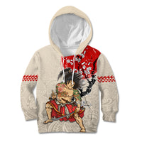 Personalised Pan-Pacific Festival Kid Hoodie Japanese Samurai with Hawaiian Pattern