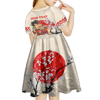 Personalised Pan-Pacific Festival Kid Short Sleeve Dress Japanese Samurai with Hawaiian Pattern