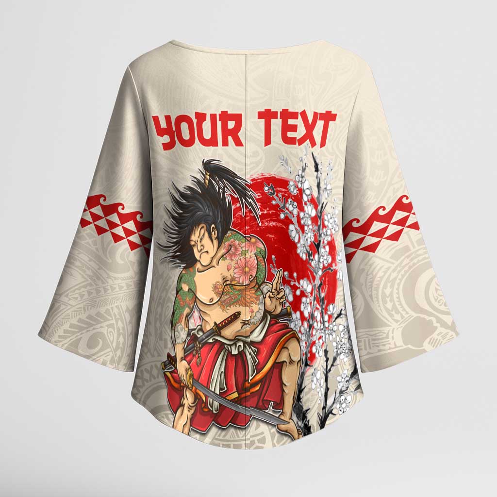Personalised Japanese Culture Hawaii Style Kimono Sleeve Blouse Japanese Samurai with Hawaiian Pattern LT03 - Polynesian Pride