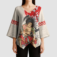 Personalised Japanese Culture Hawaii Style Kimono Sleeve Blouse Japanese Samurai with Hawaiian Pattern LT03 - Polynesian Pride