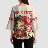 Personalised Japanese Culture Hawaii Style Kimono Sleeve Blouse Japanese Samurai with Hawaiian Pattern LT03 - Polynesian Pride