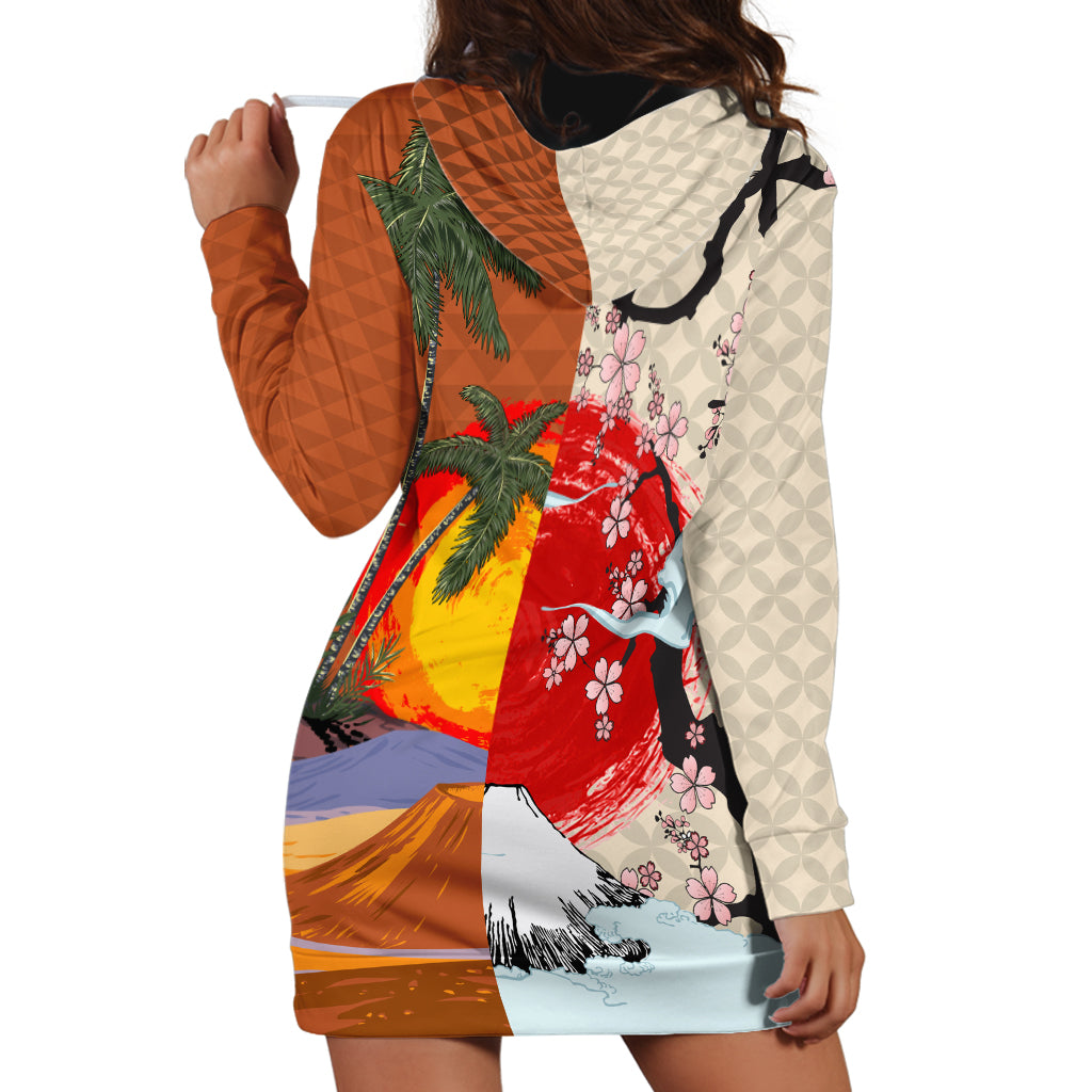 Pan-Pacific Festival Hoodie Dress Mauna Kea and Fuji Mountains