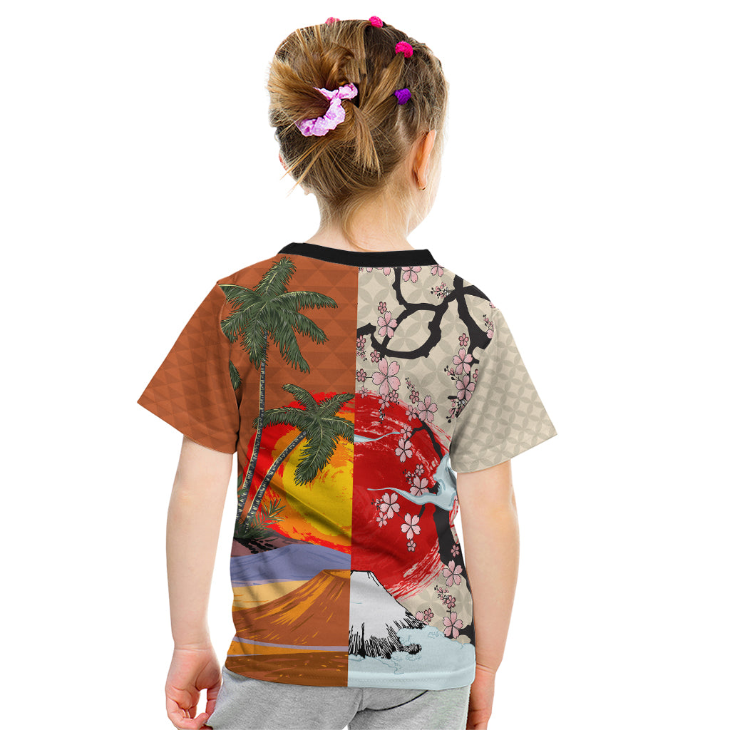 Pan-Pacific Festival Kid T Shirt Mauna Kea and Fuji Mountains