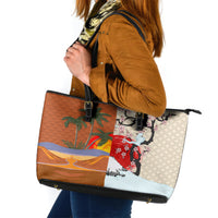 Pan-Pacific Festival Leather Tote Bag Mauna Kea and Fuji Mountains