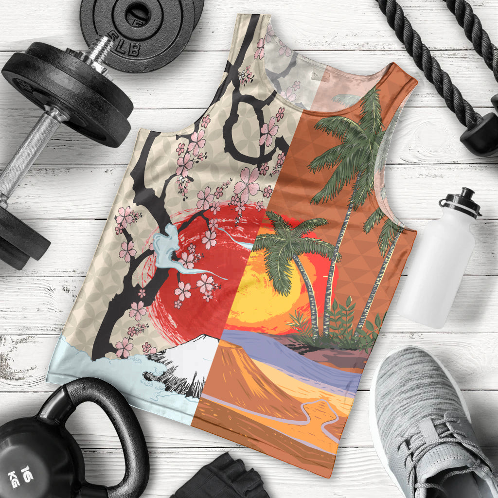 Pan-Pacific Festival Men Tank Top Mauna Kea and Fuji Mountains