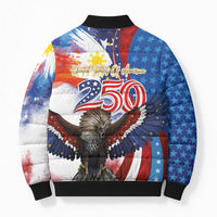 Philippines and United States Semiquincentennial Bomber Puffer Jacket Eagle and National Flag Style