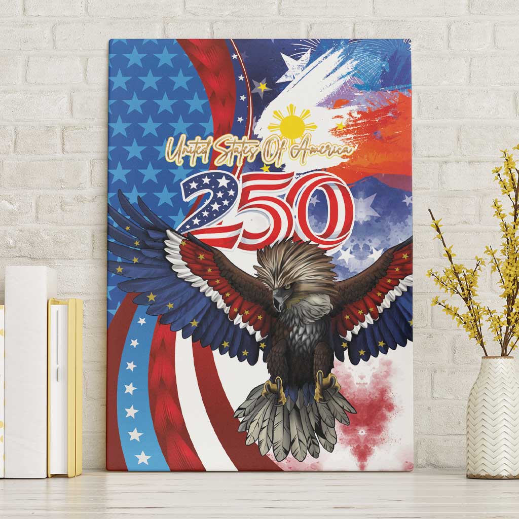 Philippines and United States Semiquincentennial Canvas Wall Art Eagle and National Flag Style