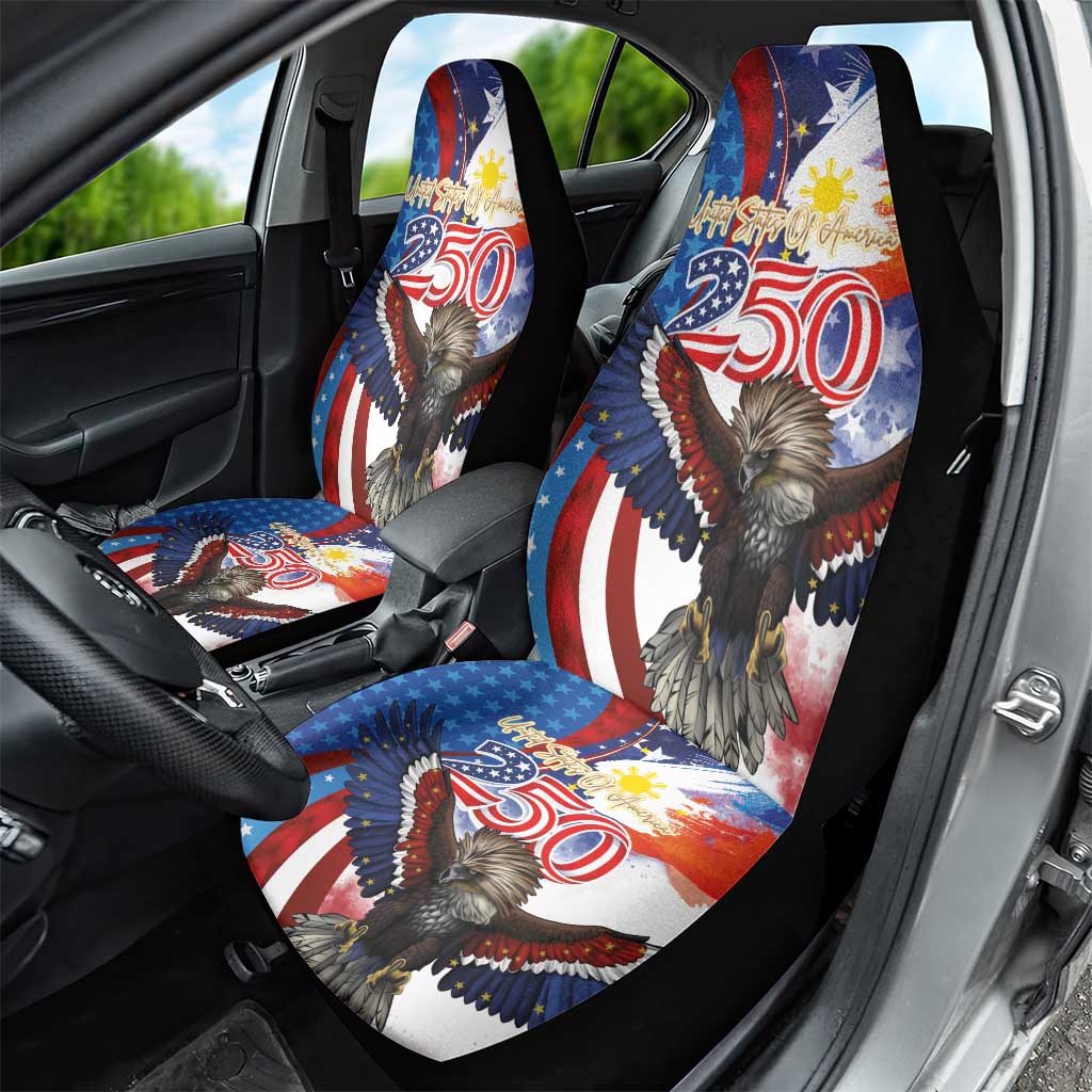 Philippines and United States Semiquincentennial Car Seat Cover Eagle and National Flag Style