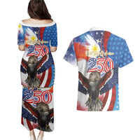 Philippines and United States Semiquincentennial Couples Matching Puletasi and Hawaiian Shirt Eagle and National Flag Style
