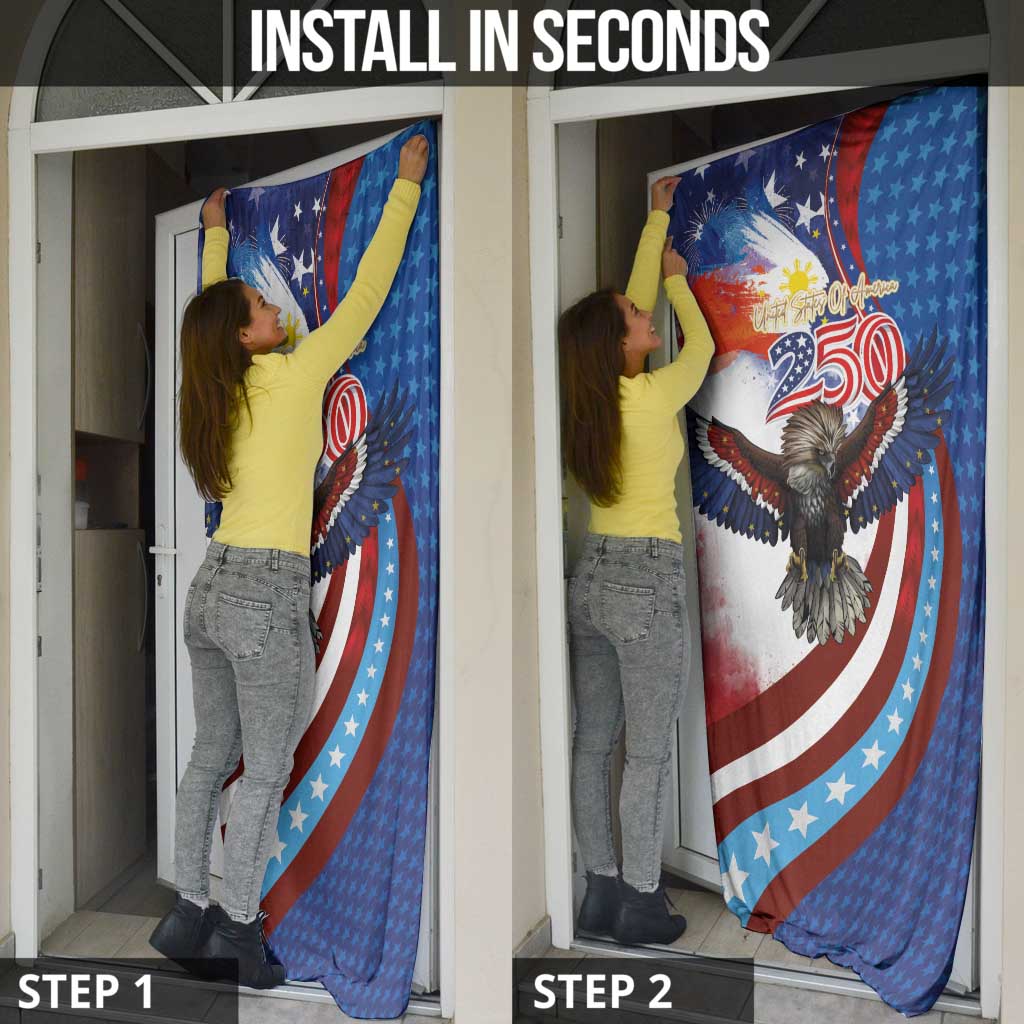 Philippines and United States Semiquincentennial Door Cover Eagle and National Flag Style