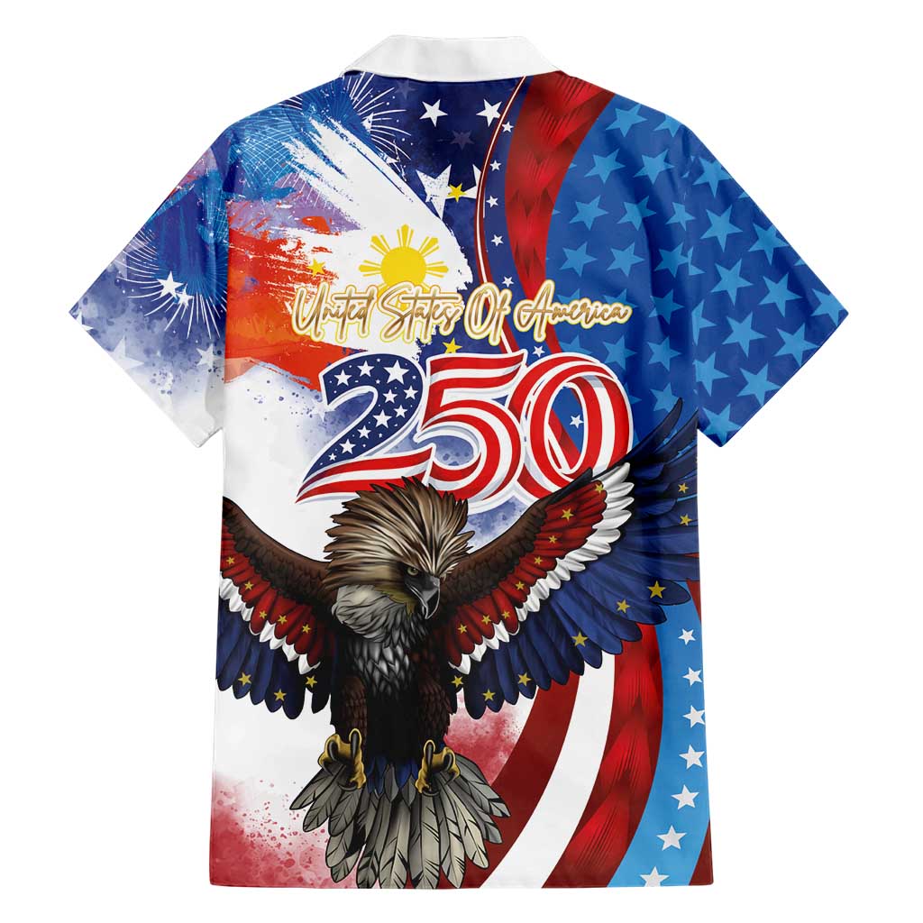 Philippines and United States Semiquincentennial Family Matching Off Shoulder Maxi Dress and Hawaiian Shirt Eagle and National Flag Style