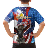 Philippines and United States Semiquincentennial Family Matching Off Shoulder Short Dress and Hawaiian Shirt Eagle and National Flag Style LT03 - Polynesian Pride