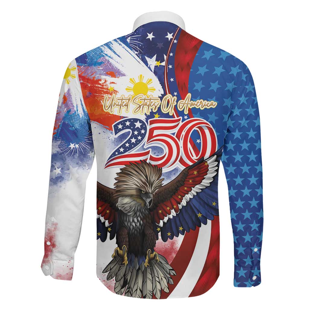 Philippines and United States Semiquincentennial Family Matching Off Shoulder Short Dress and Hawaiian Shirt Eagle and National Flag Style LT03 - Polynesian Pride