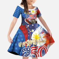 Philippines and United States Semiquincentennial Family Matching Summer Maxi Dress and Hawaiian Shirt Eagle and National Flag Style