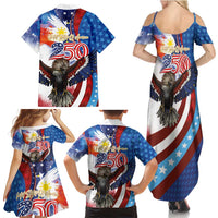 Philippines and United States Semiquincentennial Family Matching Summer Maxi Dress and Hawaiian Shirt Eagle and National Flag Style