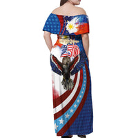 Philippines and United States Semiquincentennial Off Shoulder Maxi Dress Eagle and National Flag Style