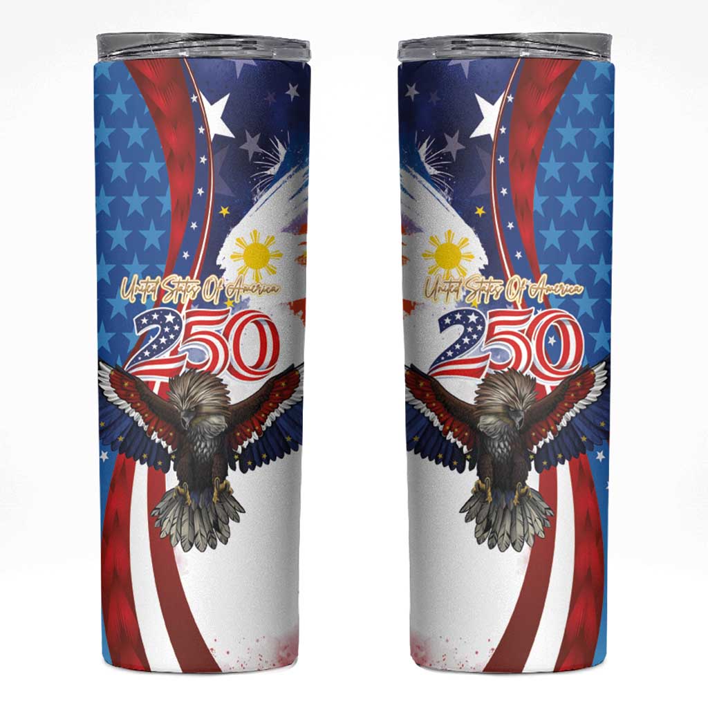 Philippines and United States Semiquincentennial Skinny Tumbler Eagle and National Flag Style