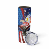 Philippines and United States Semiquincentennial Skinny Tumbler Eagle and National Flag Style