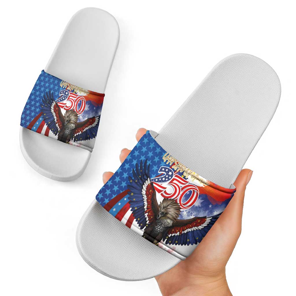 Philippines and United States Semiquincentennial Slide Sandals Eagle and National Flag Style LT03 - Polynesian Pride