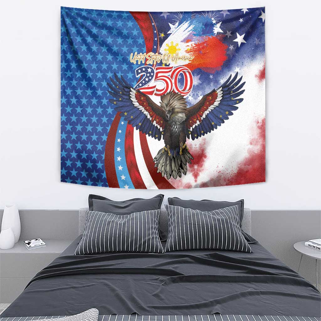 Philippines and United States Semiquincentennial Tapestry Eagle and National Flag Style