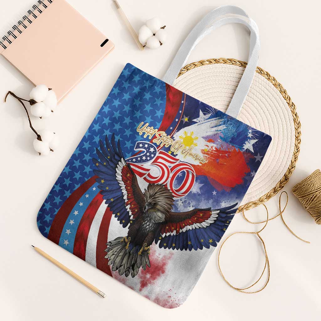 Philippines and United States Semiquincentennial Tote Bag Eagle and National Flag Style