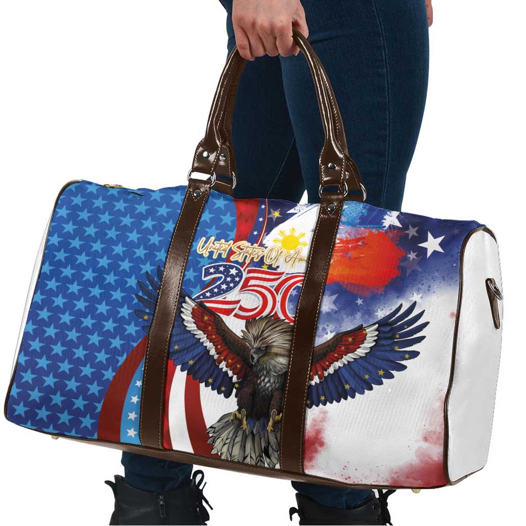 Philippines and United States Semiquincentennial Travel Bag Eagle and National Flag Style