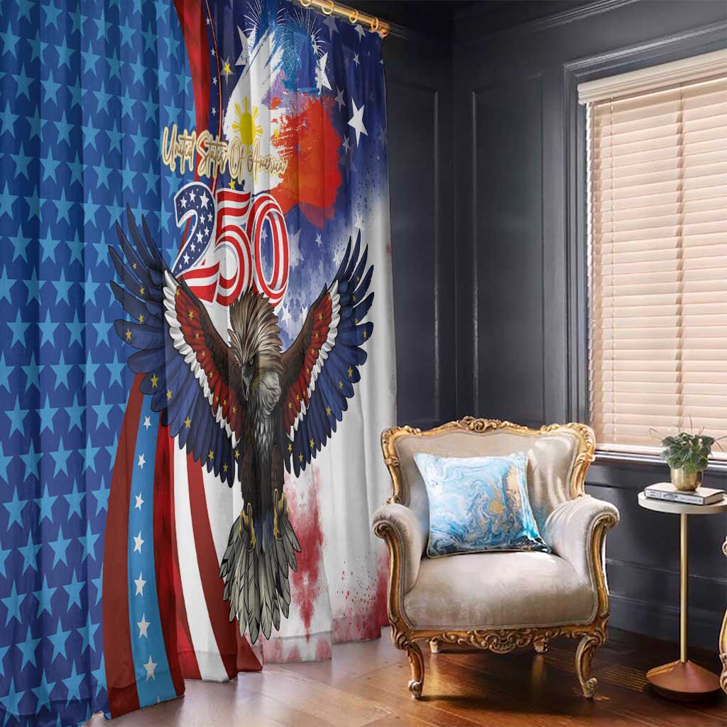 Philippines and United States Semiquincentennial Window Curtain Eagle and National Flag Style LT03 - Polynesian Pride