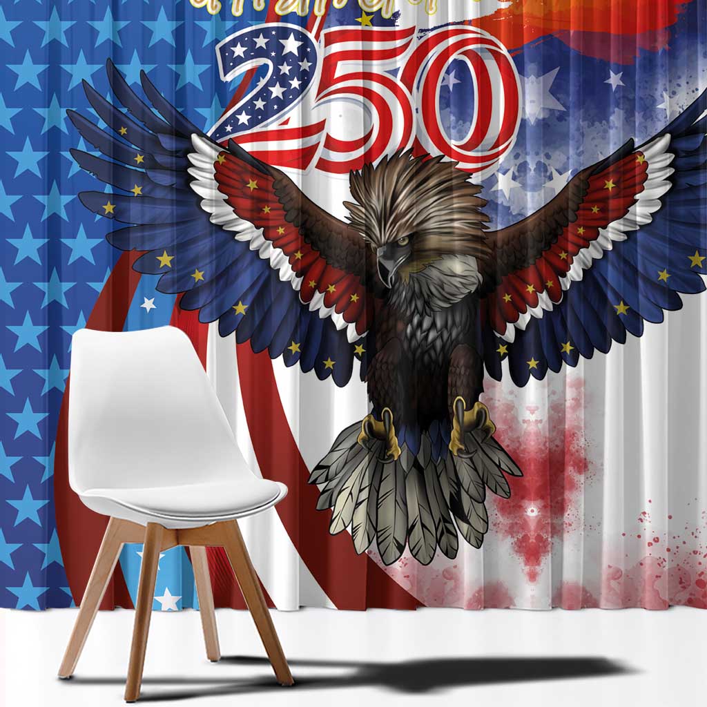Philippines and United States Semiquincentennial Window Curtain Eagle and National Flag Style LT03 - Polynesian Pride