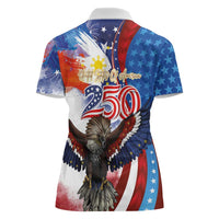 Philippines and United States Semiquincentennial Women Polo Shirt Eagle and National Flag Style