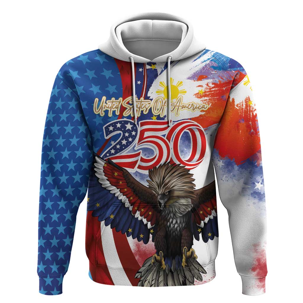 Philippines and United States Semiquincentennial Zip Hoodie Eagle and National Flag Style