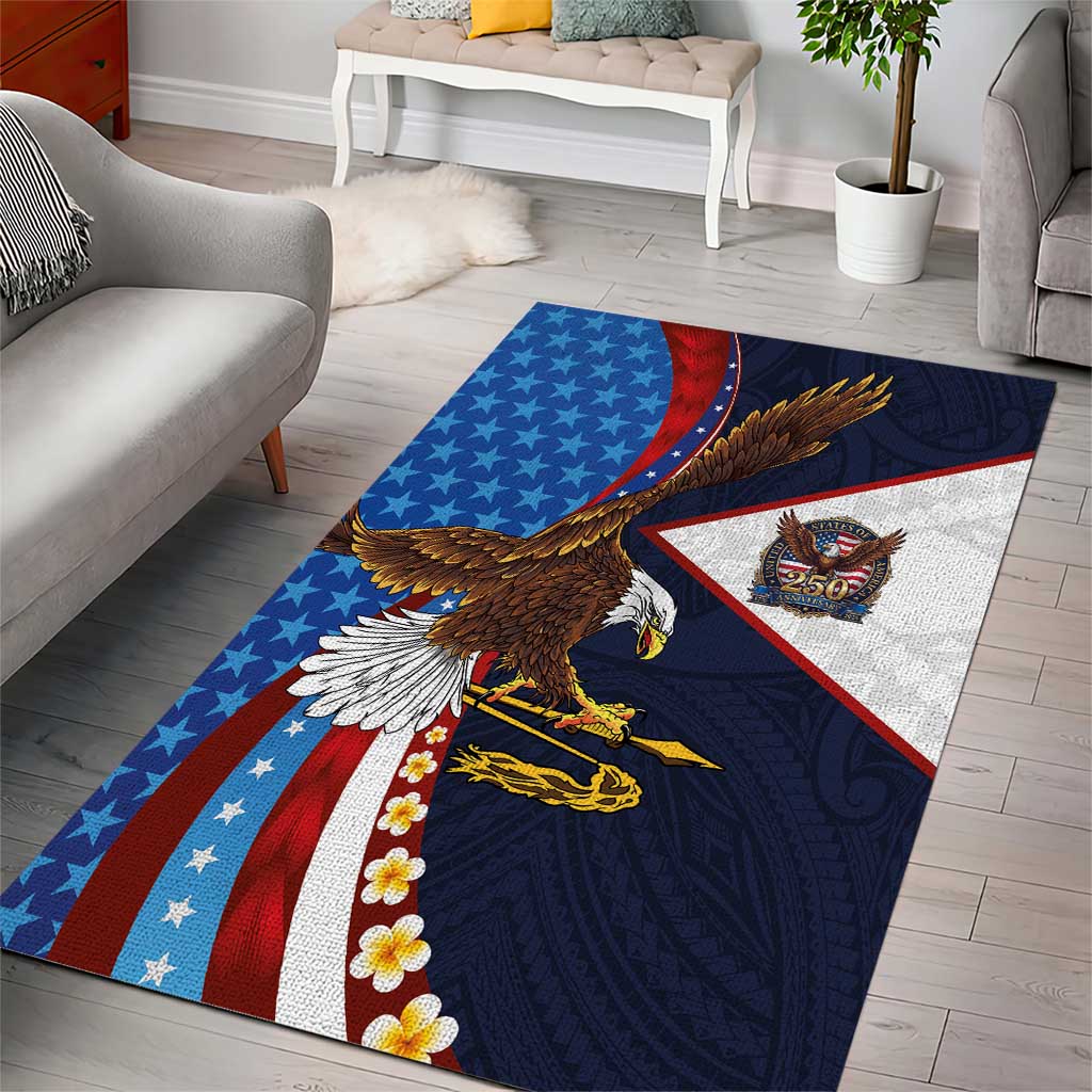 American Samoa and United States Semiquincentennial Area Rug Bald Eagle with National Flag Style
