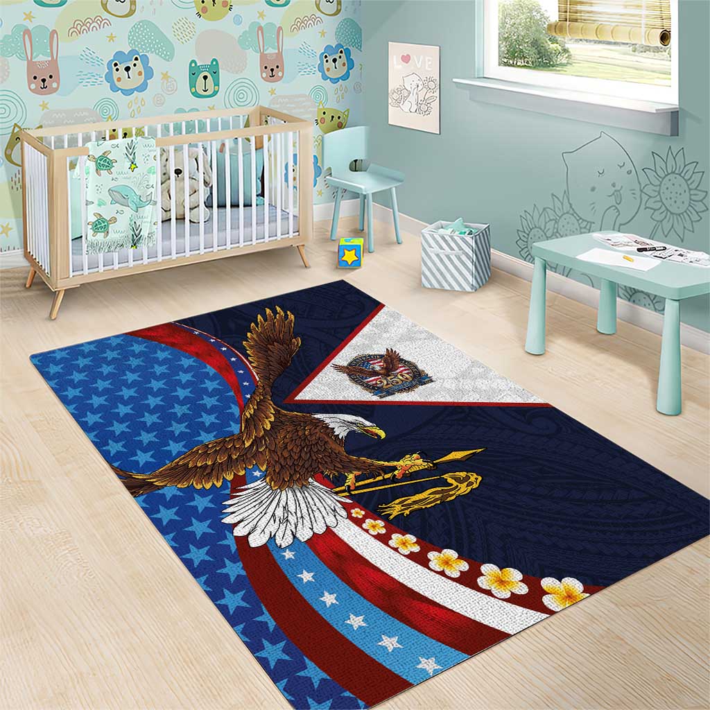 American Samoa and United States Semiquincentennial Area Rug Bald Eagle with National Flag Style