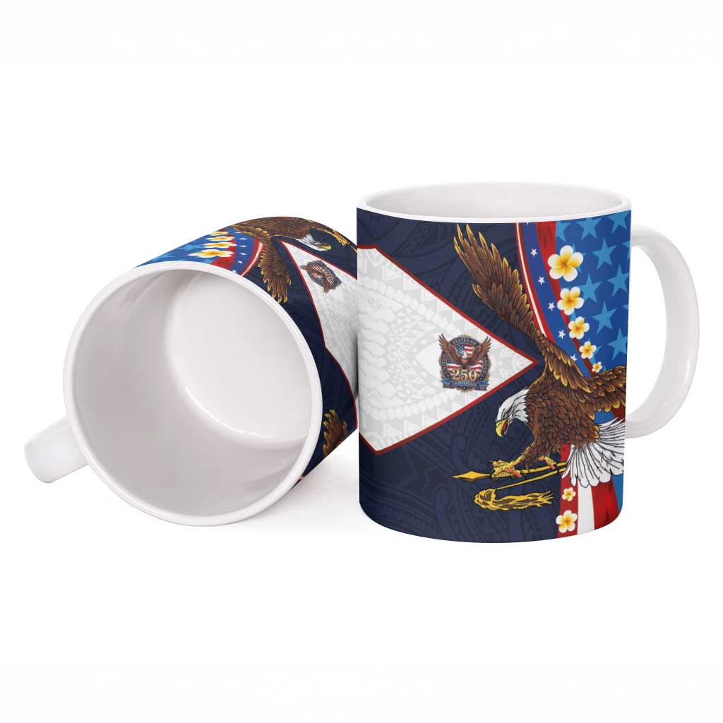 American Samoa and United States Semiquincentennial Ceramic Mug Bald Eagle with National Flag Style