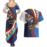American Samoa and United States Semiquincentennial Couples Matching Summer Maxi Dress and Hawaiian Shirt Bald Eagle with National Flag Style