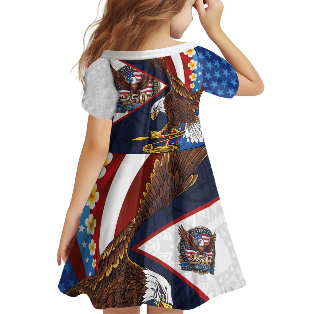 American Samoa and United States Semiquincentennial Family Matching Off Shoulder Short Dress and Hawaiian Shirt Bald Eagle with National Flag Style LT03 - Polynesian Pride