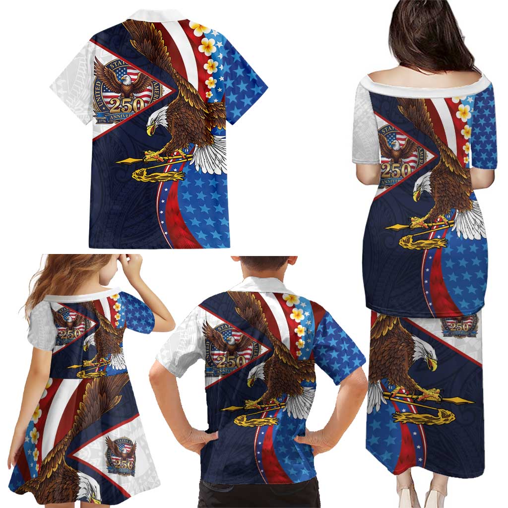 American Samoa and United States Semiquincentennial Family Matching Puletasi and Hawaiian Shirt Bald Eagle with National Flag Style LT03 - Polynesian Pride