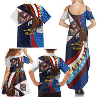 American Samoa and United States Semiquincentennial Family Matching Summer Maxi Dress and Hawaiian Shirt Bald Eagle with National Flag Style LT03 - Polynesian Pride