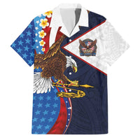 American Samoa and United States Semiquincentennial Family Matching Summer Maxi Dress and Hawaiian Shirt Bald Eagle with National Flag Style LT03 Dad's Shirt - Short Sleeve Multicolor - Polynesian Pride